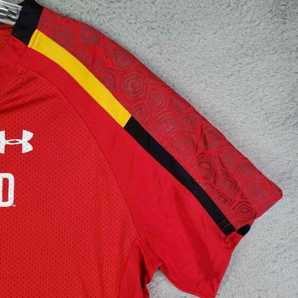 Maryland Terrapins Under Armour Red Football Jersey Men’s Size XL Heatgear - Picture 5 of 13
